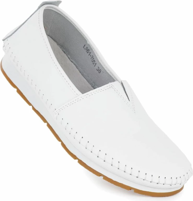 Këpucë të lëkurës për femra S.Barski LR61-7051, të bardha