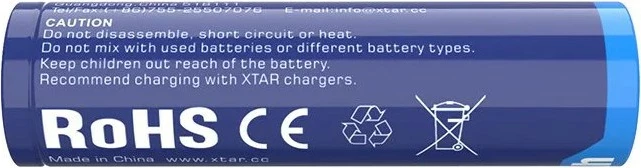 Bateri rikarikueshme XTAR 18650, 3.6V, 3300 mAh, Li-Ion, Blu