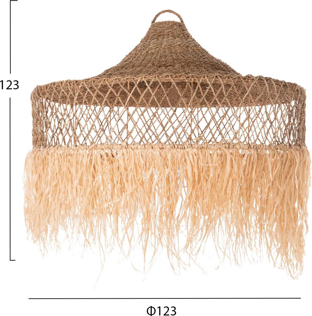 Llambë varëse tavani, fibra gjethe palme dhe thekë bar deti, Φ123x65H cm