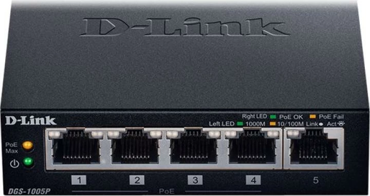 Switch, D-Link, DGS-1005P/E, 5 porta, Gigabit 1Gbps, PoE