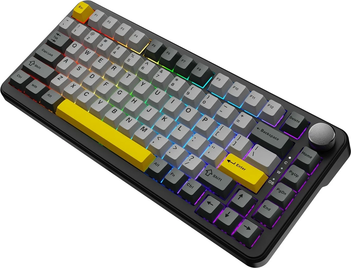 Tastierë mekanike Ajazz AK820 MAX, 75%, switcha magnetik, RGB, me kabllo, gri-zi/verdhe