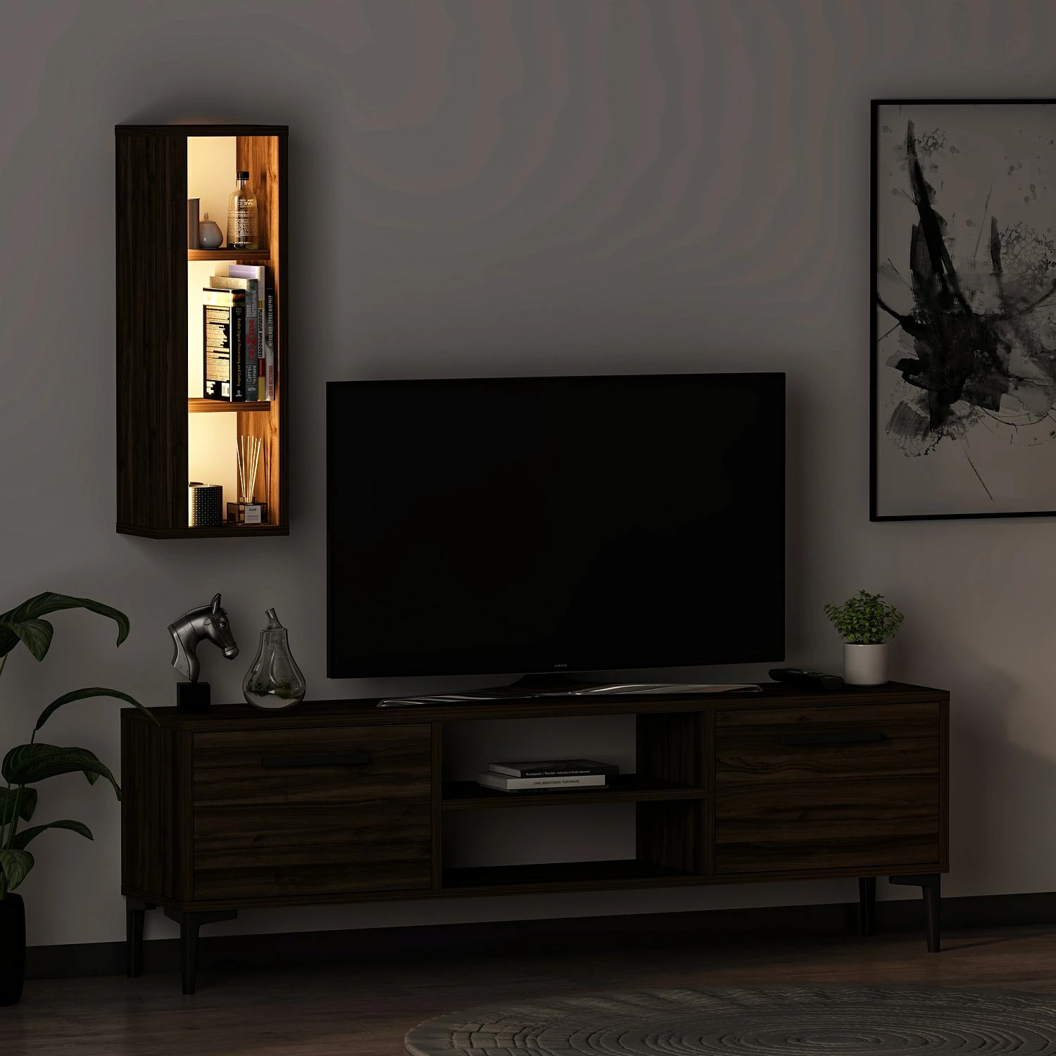 Komodë TV Skye Decor, ngjyrë arre, Bien