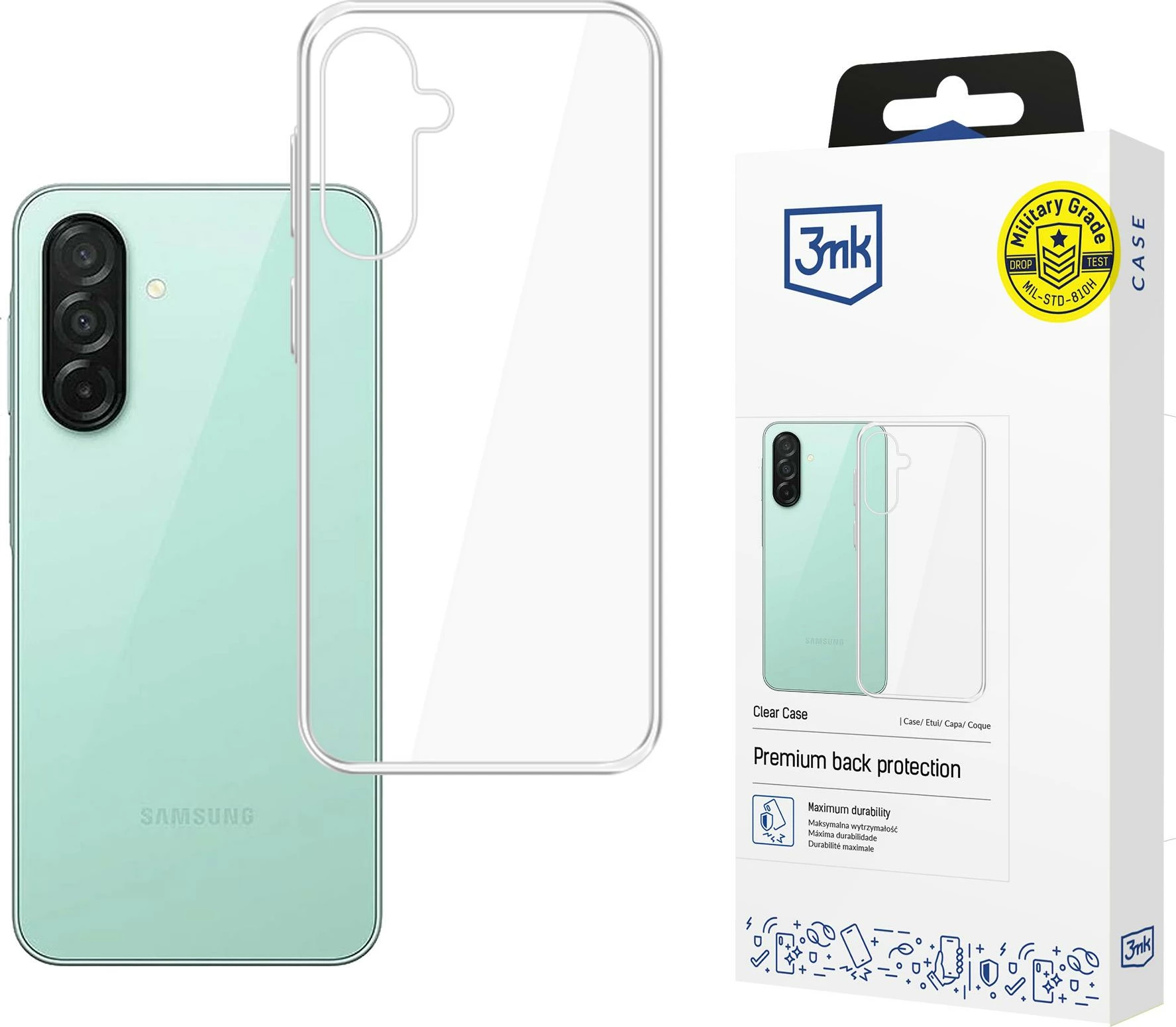 Mbështjellës 3mk Clear Case për Samsung Galaxy A27 5G, mbrojtje Military Grade, ultra i hollë, transparent, 1 copë