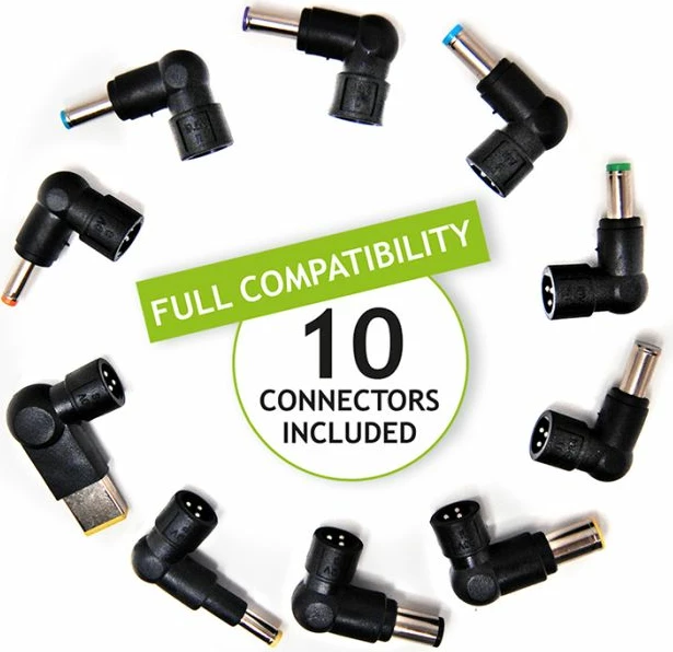 Karikues universal për laptop TECNOWARE FAU17610 95W, i zi, set me 10 konektorë