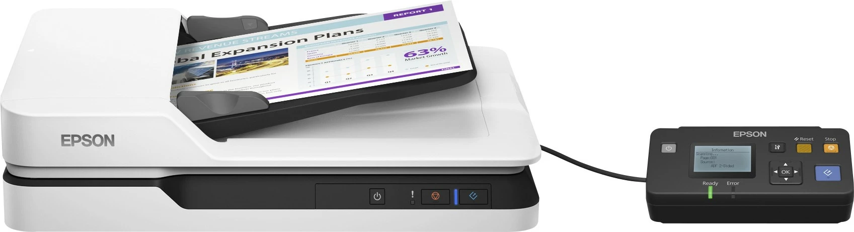 Skaner Epson WorkForce DS-1630, 1200x1200 DPI, ADF 50 fletë, auto-dupleks, bardhë/zezë