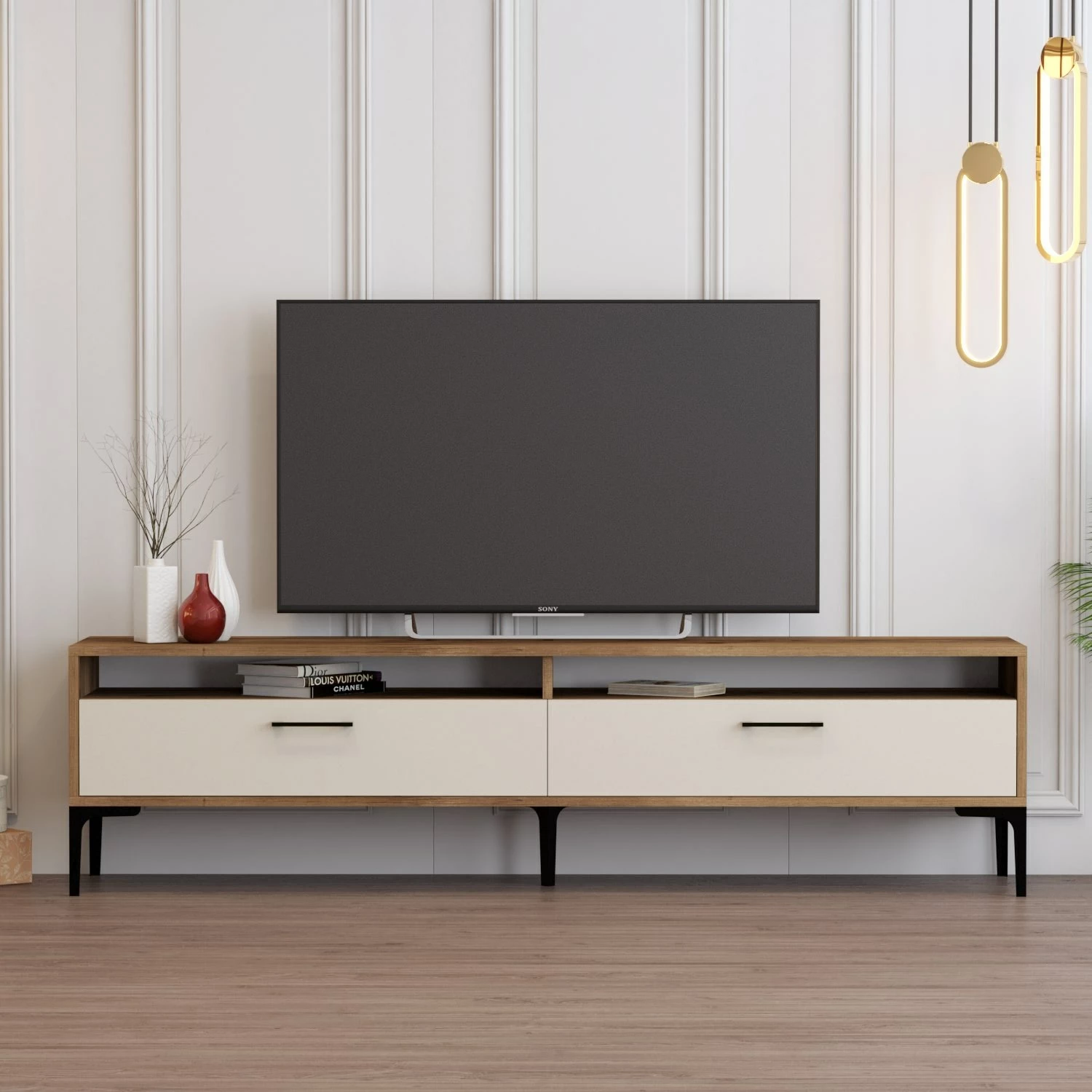 Komodë TV Hanah Home, Istanbul 2, ngjyrë arre-krem