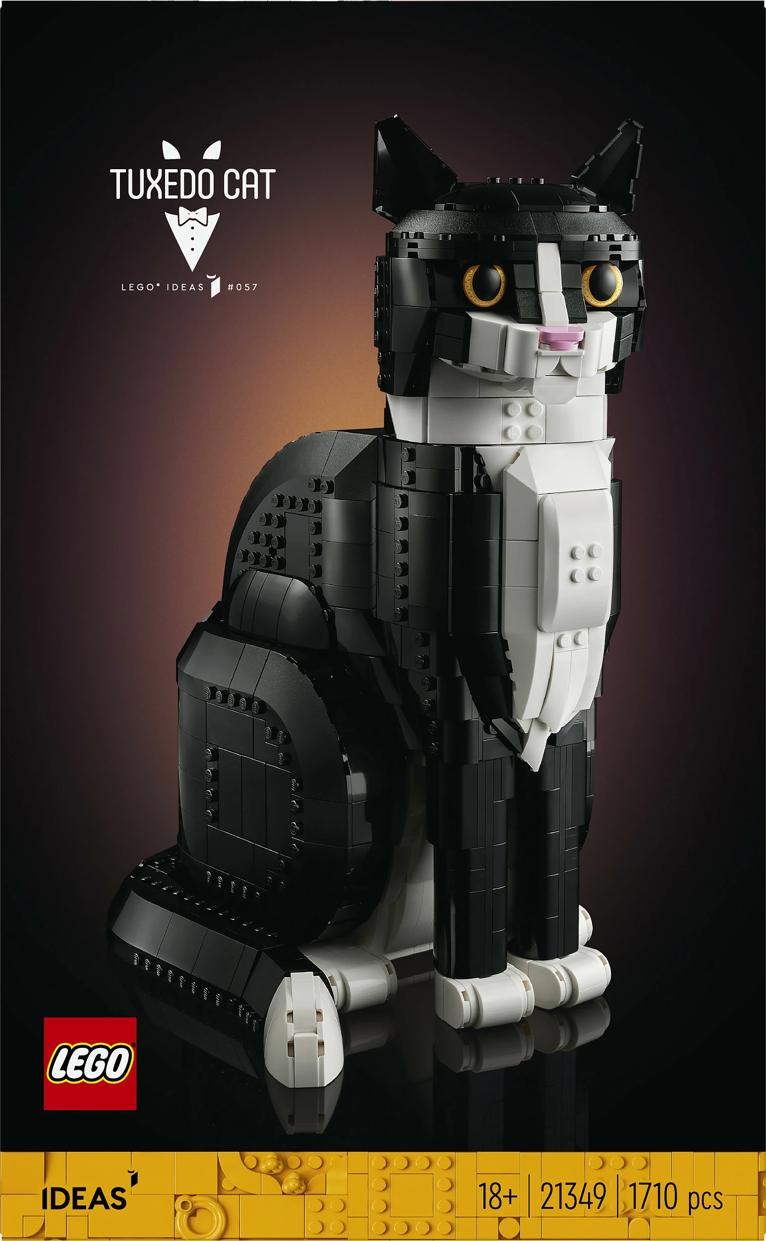 Set ndërtimi LEGO Ideas Tuxedo Cat 21349, 1710 pjesë, 18+, zi/bardhë