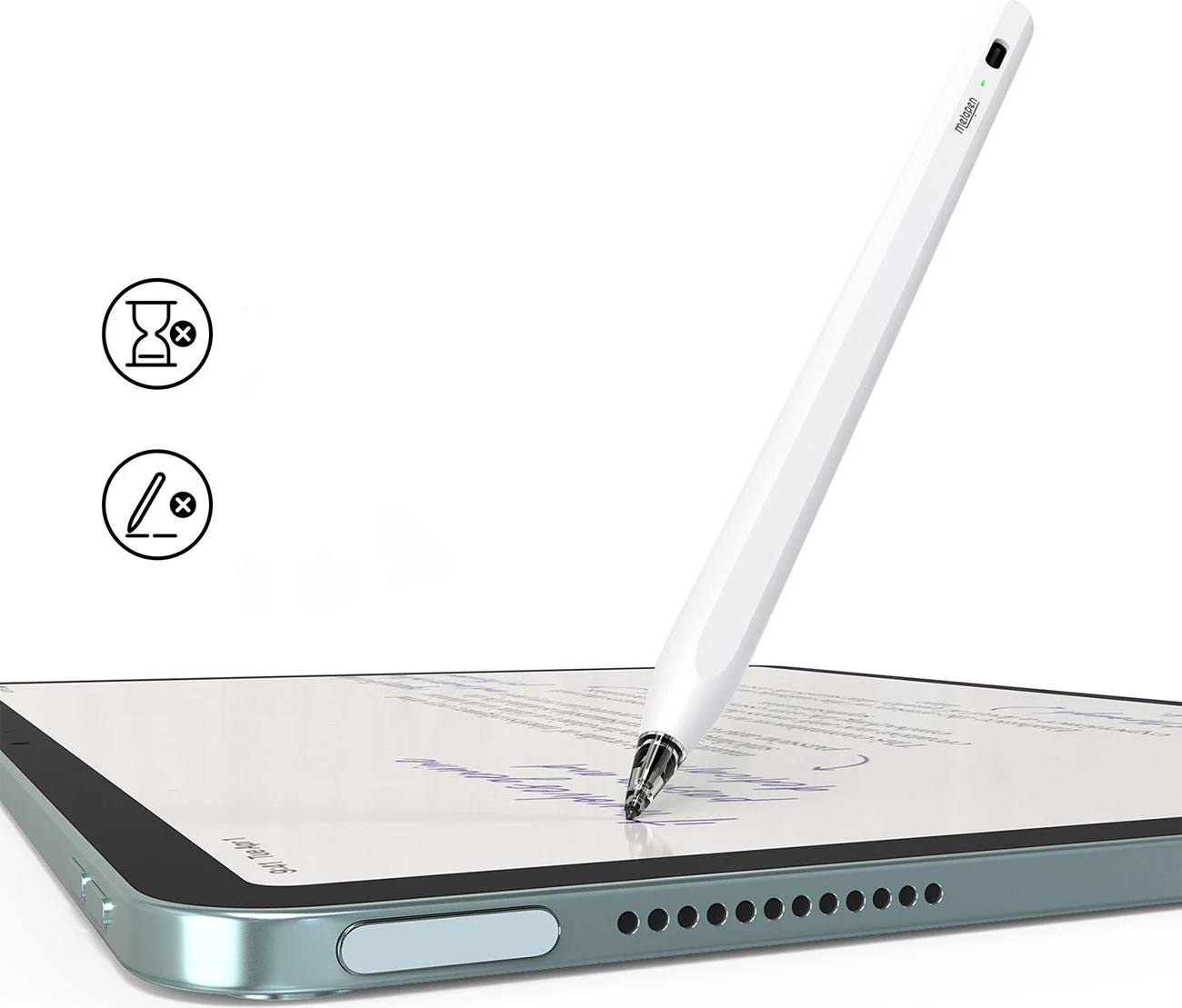 Stylus për iPad Metapen Pencil Air8 Pro, USB-C, deri 26 orë, Palm Rejection, pa Bluetooth, e bardhë