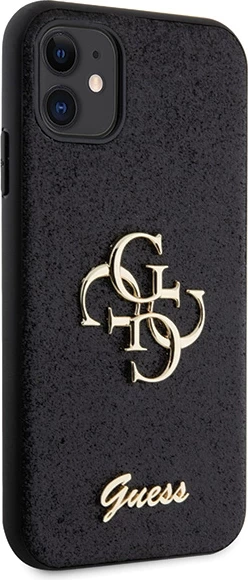 Mbështjellës Guess GUHCN61HG4SGK për iPhone 11/XR, Glitter Script Big 4G, i zi