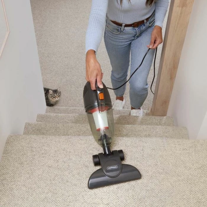 Fshesë me korrent vertikale VonHaus 3007796 800W, pa qese, 1.3L, filtër HEPA, 2-në-1, e zezë