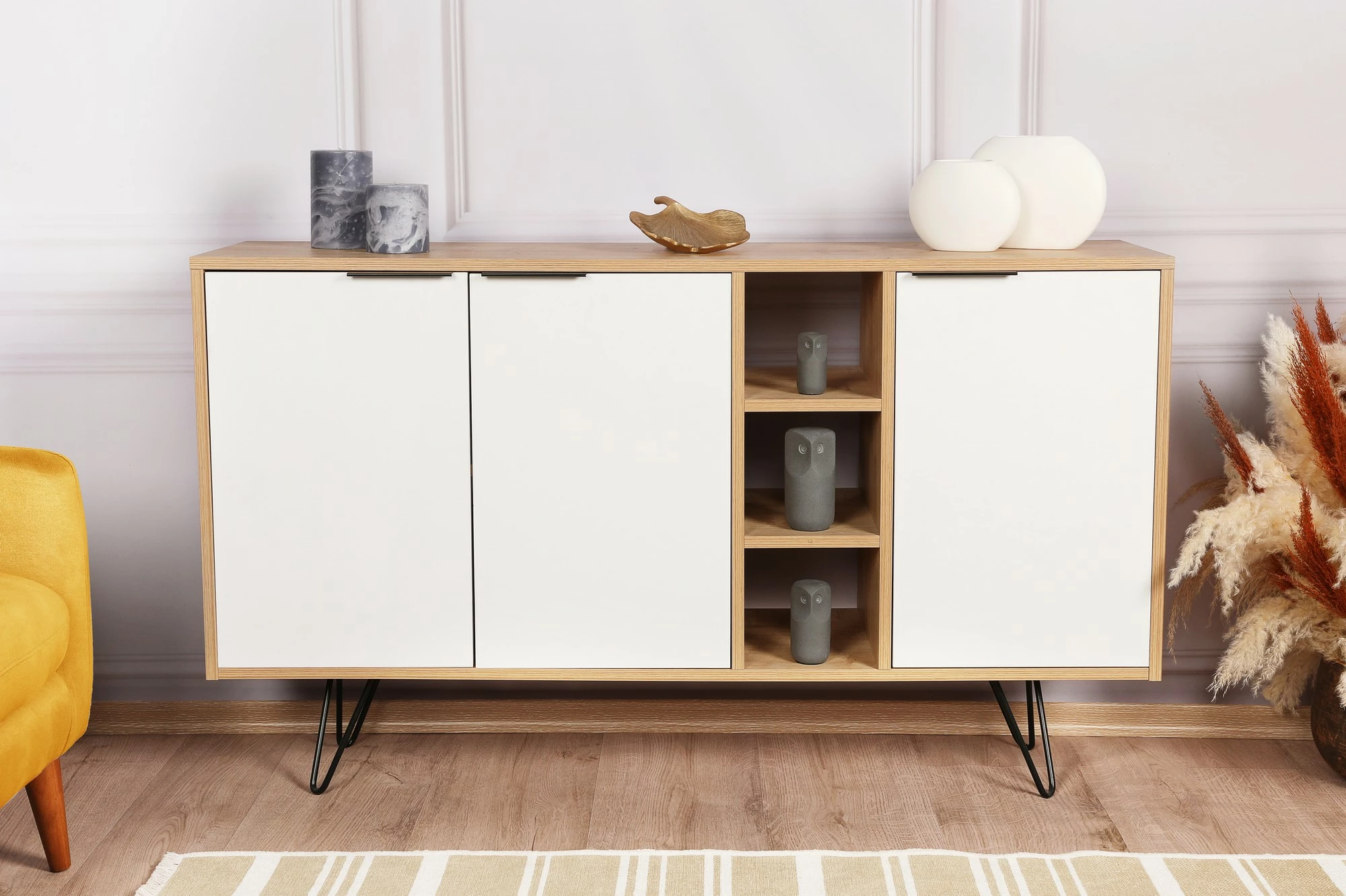 Konsol Skye Decor, Clara, ngjyrë lisi dhe e bardhë