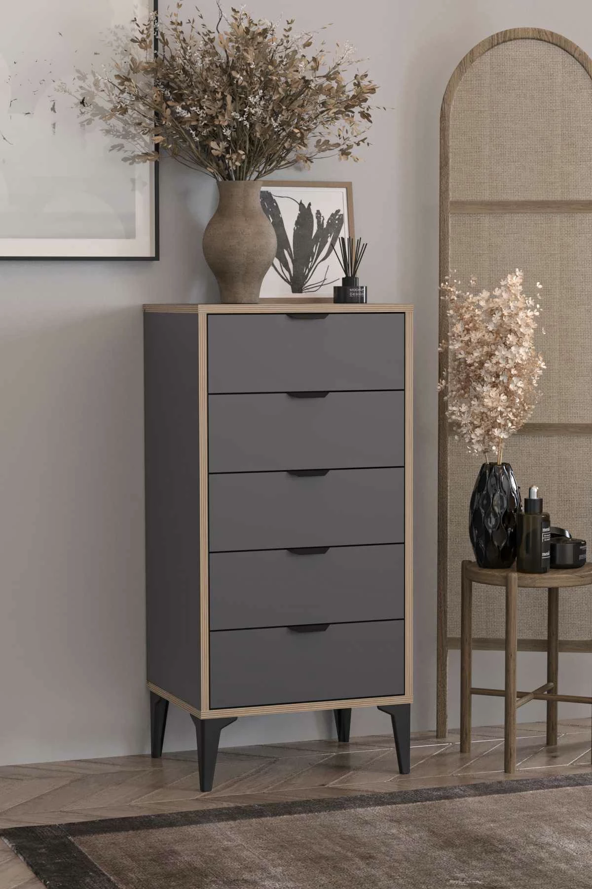 Komodë Arden, ngjyrë antracit, Skye Decor