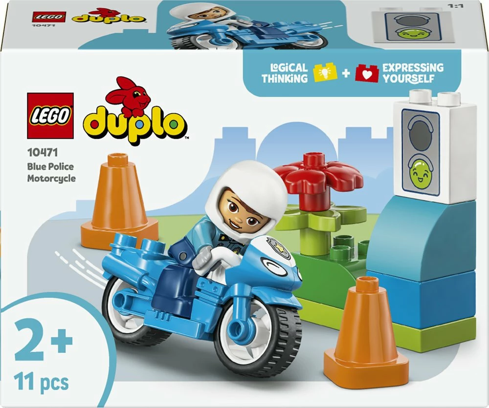 Set ndërtimi LEGO DUPLO Blue Police Motorcycle 10471, 11 copë, 2+ vjeç, blu