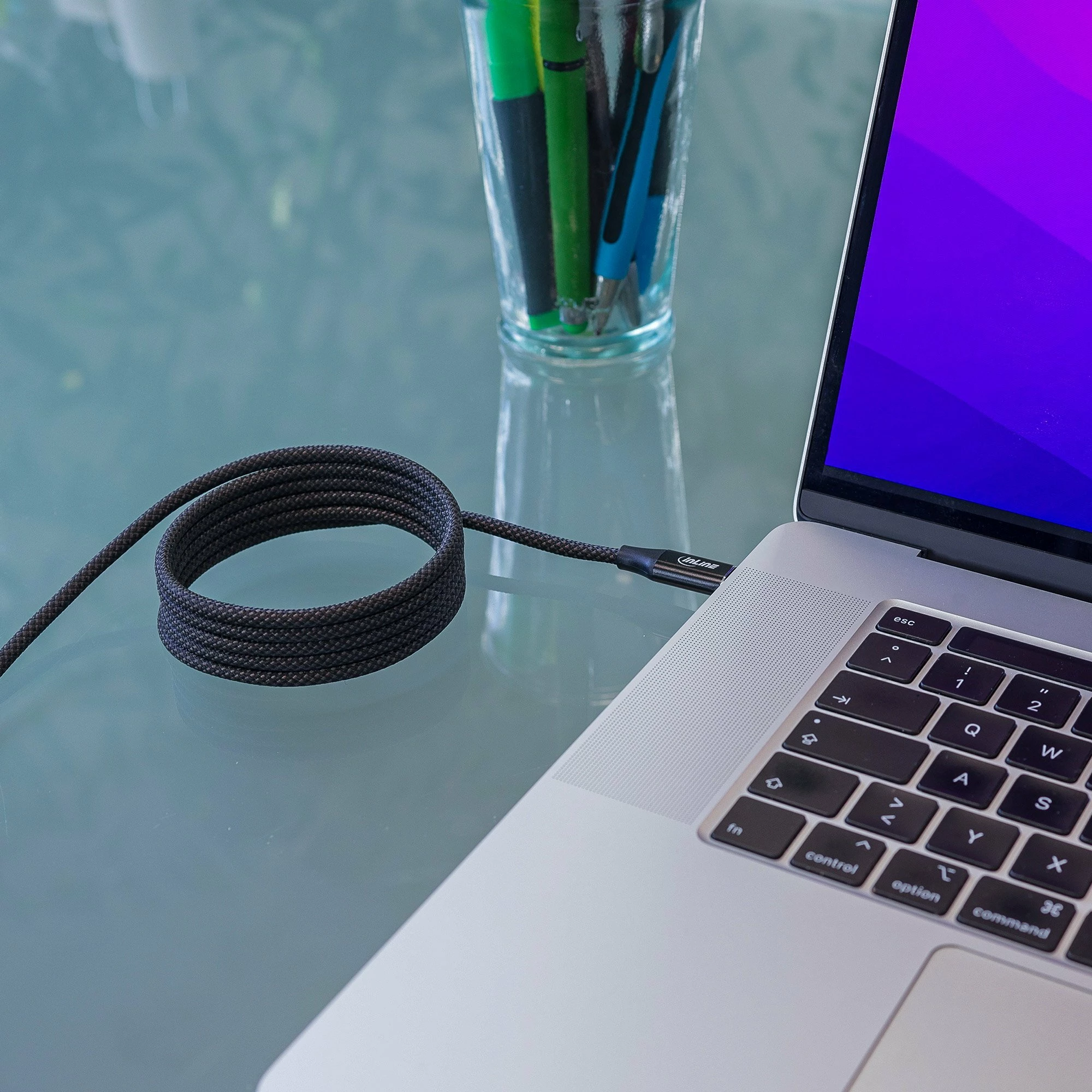 Kabllo USB-C InLine 35881, 1 m, 100 W, USB 2.0, magnetike, e zezë