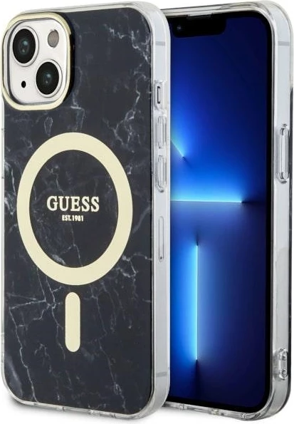 Mbështjellës Guess Marble MagSafe për iPhone 14 6.1", i zi