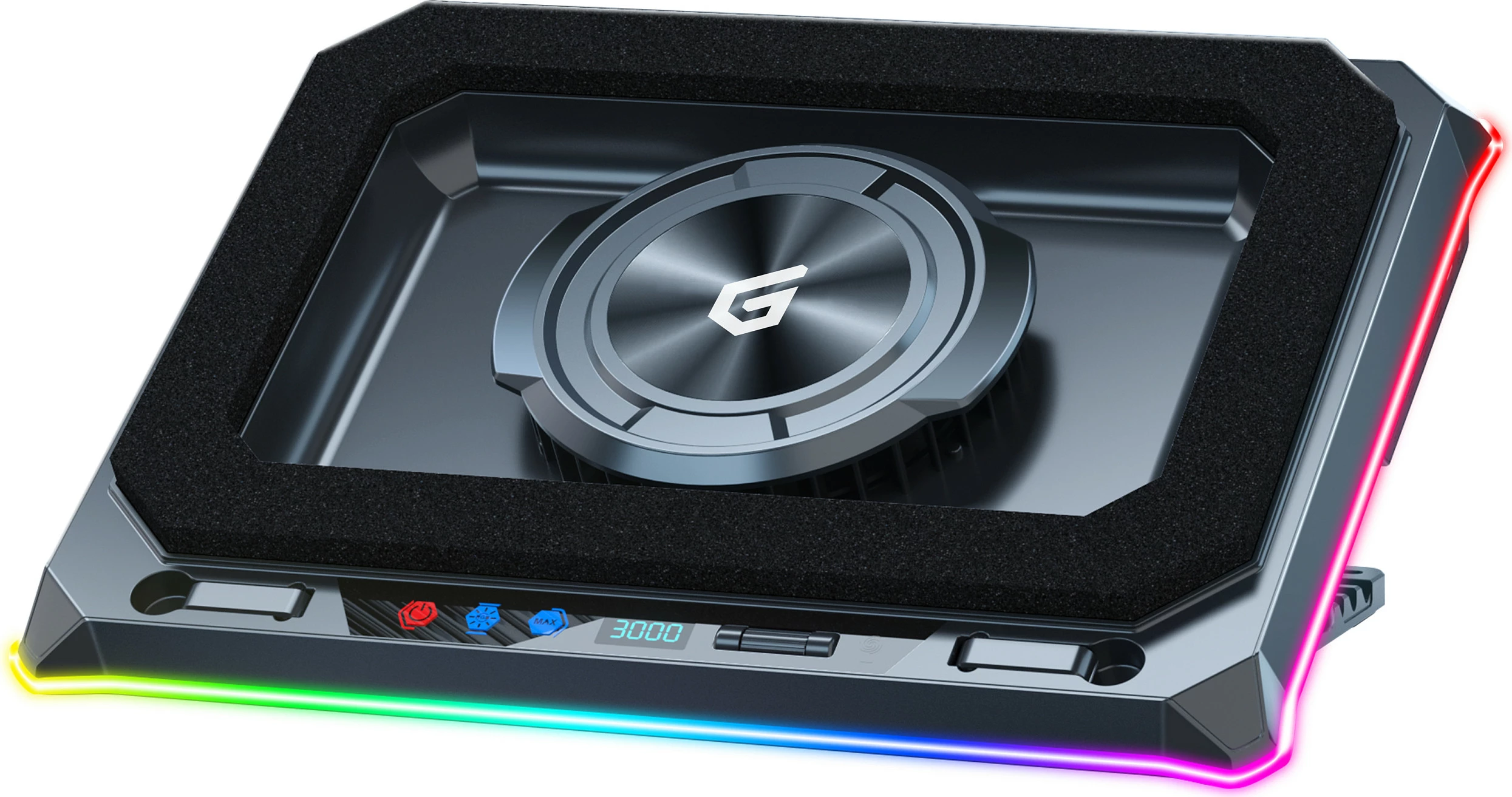Kuler për laptop Conceptronic, USB-C, RGB, me mbajtëse telefoni, 12V