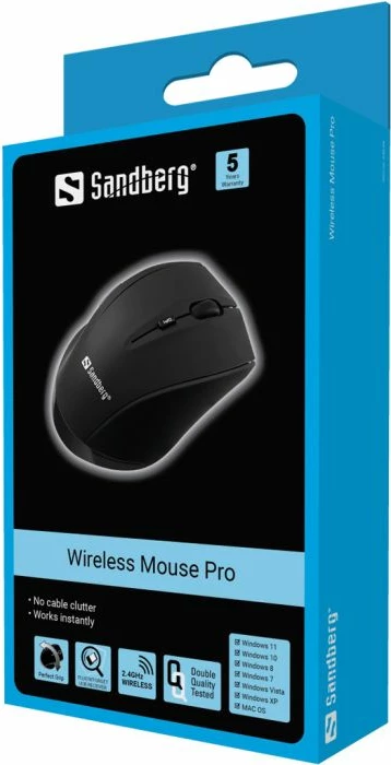 maus pa kabllo Sandberg Wireless Mouse Pro 2.4GHz 1600 DPI, e zezë