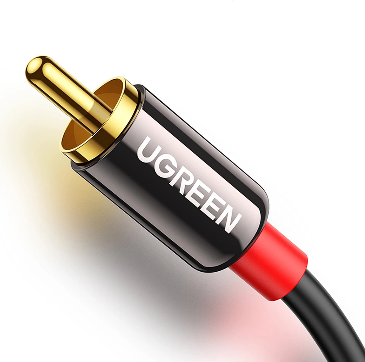 Kabllo audio Ugreen AV116 10584, mini jack 3.5mm në 2RCA, 2m, e zezë