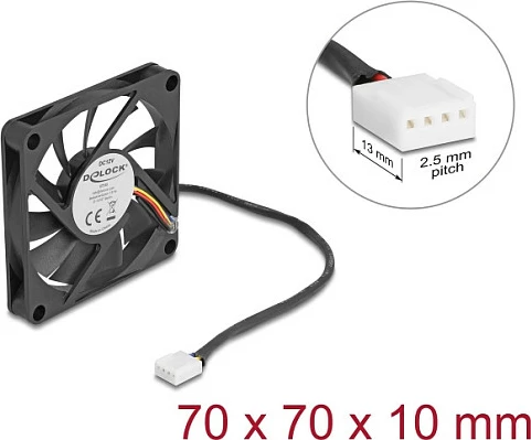 Ventilator axial DeLOCK 12V DC, 70x70x10 mm, 4-pin, i zi