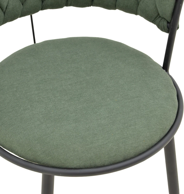 Karrige për bar Alkia, set 2 copë, material stof, ngjyrë chaki, këmbë metalike të zeza, 50x56x95cm