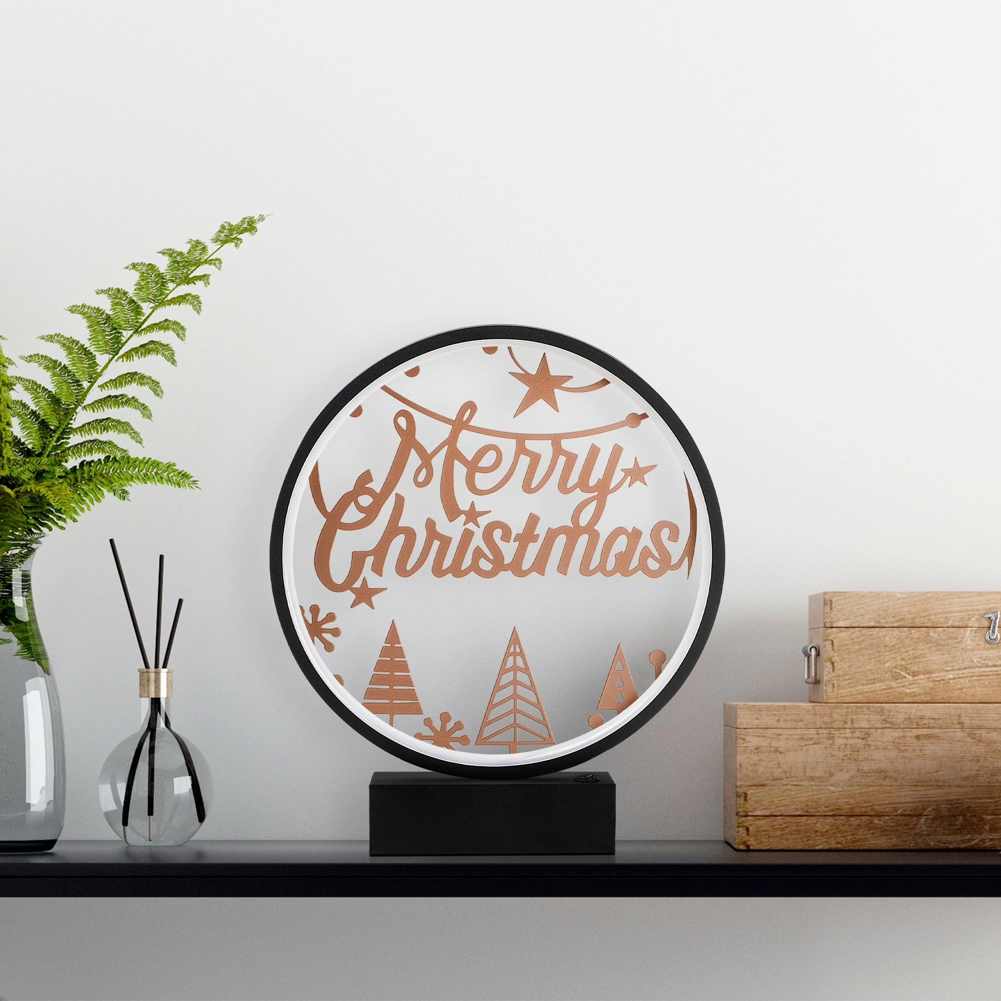 Llambë tavoline Opviq, model XMAS4, ngjyrë e zezë dhe bakri