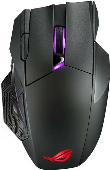Maus, Asus ROG Spatha X Wireless (90MP0220-BMUA00), 19.000 DPI, 12 butona programues, RF 2.4 GHz/USB-C, RGB, me stacion karikues