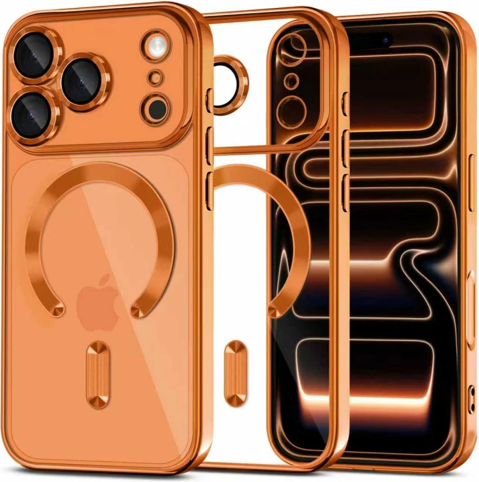 Mbështjellës Tech-Protect MagFlex MagSafe për iPhone 17 Pro, transparent portokalli, 1 copë
