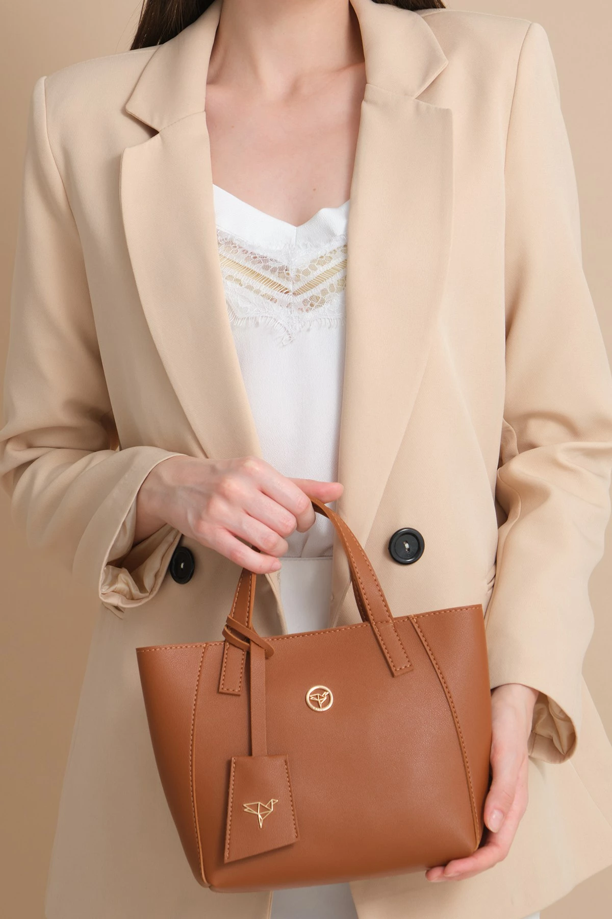 Çantë shpatullës Zoozie Bags, Sofia e vogël, ngjyrë kafe e hapur