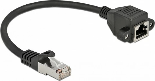 Kabllo rrjeti DeLOCK Cat6A S/FTP RJ45 zgjatje 0.25 m, e zezë