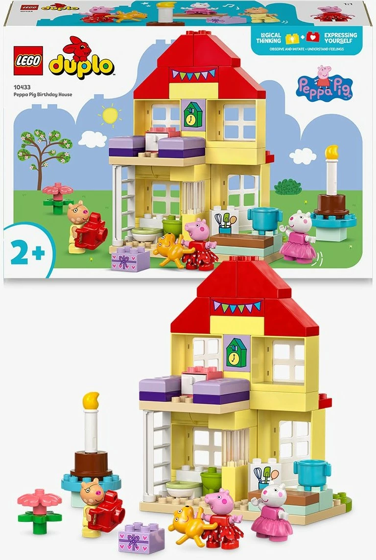 Set ndërtimi LEGO DUPLO 10433 Peppa Pig Birthday House, 59 pjesë, multikolor