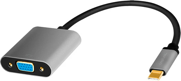 Adapter USB-C në VGA LogiLink, 1080p 60Hz, kabllo 0.15m, alumin, zi/gri