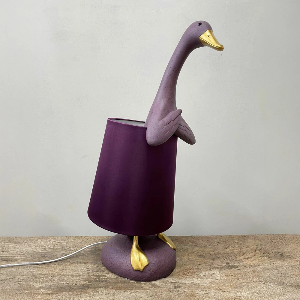 Llambë tavoline QUACK B, formë rosaku, polirezine, ngjyrë vjollcë e hapur, ar, vjollcë e errët, 37x23x57.5cm
