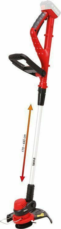 Trimer baterik Yato YT-85015 18V 2n1, gjerësi prerjeje 30 cm, pa bateri dhe karikues, kuq/zi