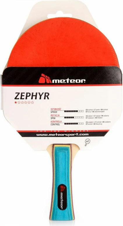 Raketë për tenis tavoline Meteor Zephyr, për meshkuj dhe femra, e kuqe [Madhësia: Standarde]