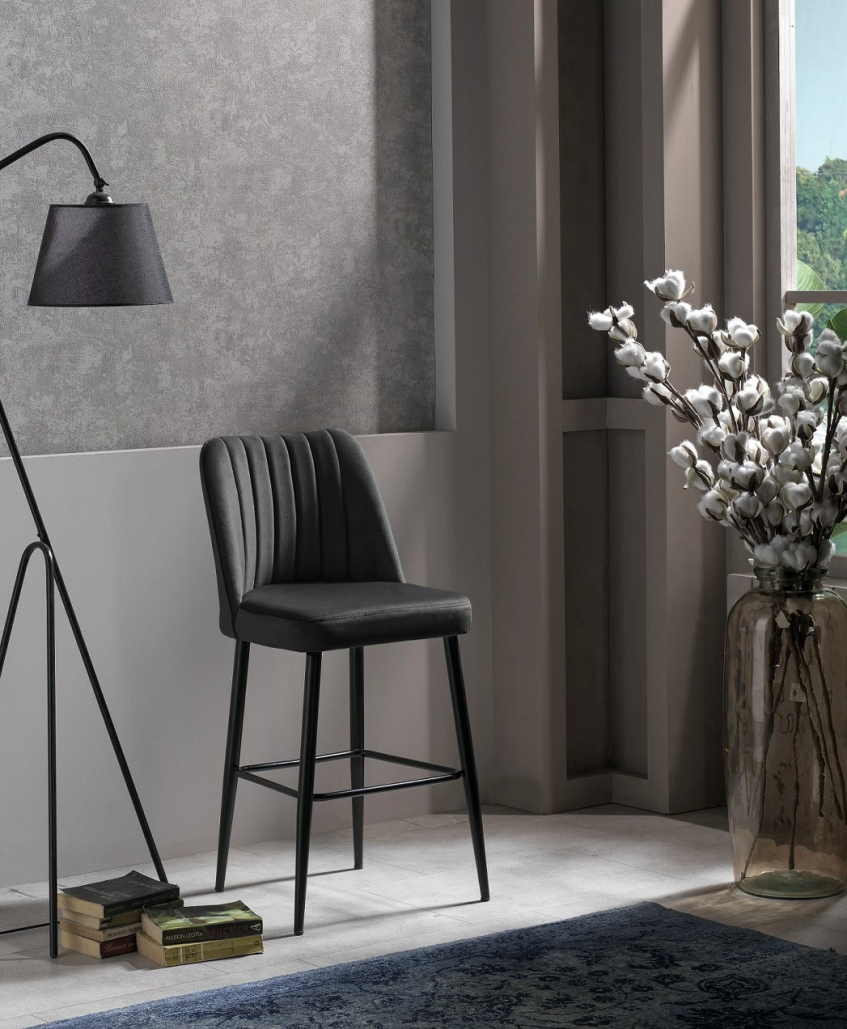 Set karrigesh për bar (4 copë), Hanah Home, Vento, antracit