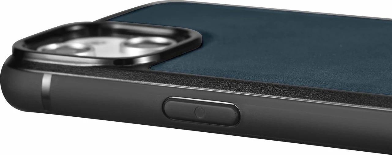 Mbështjellës iCarer për iPhone 14 Pro, lëkurë natyrale, Blu