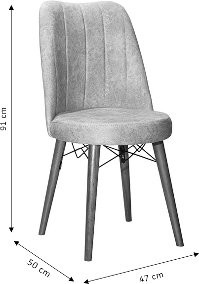 Karrige Nevis I, pëlhurë antike antracit, këmbë arre, set prej 4 copesh