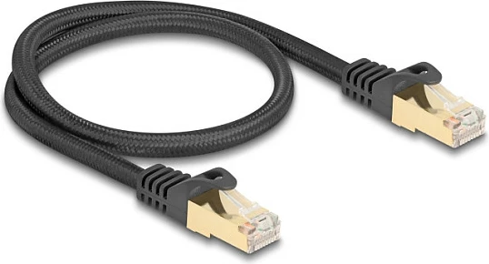 Kabllo rrjeti Delock RJ45 Cat6A S/FTP, 0.5 m, e zezë