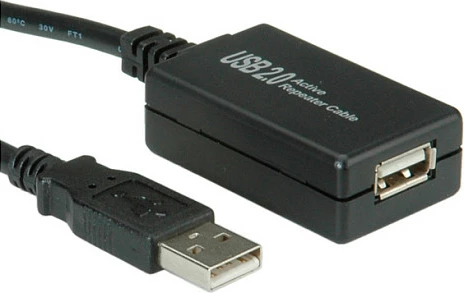 Kabllo zgjatëse USB 2.0 aktive VALUE 12m me repeater, e zezë