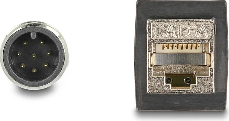 Kabllo Ethernet industriale DeLOCK M12 A-coded 8-pin në RJ45, 0.5 m, PUR/TPU, e gjelbër