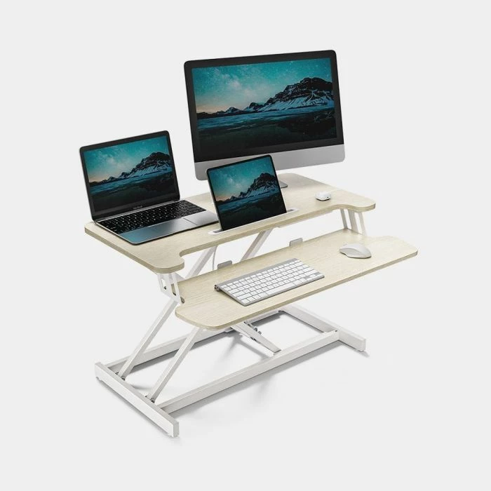 Konvertues tavoline sit-stand VONHAUS 3000538, sipërfaqe 80x40 cm, rregullim lartësie 11.5-51 cm, dru i çelët