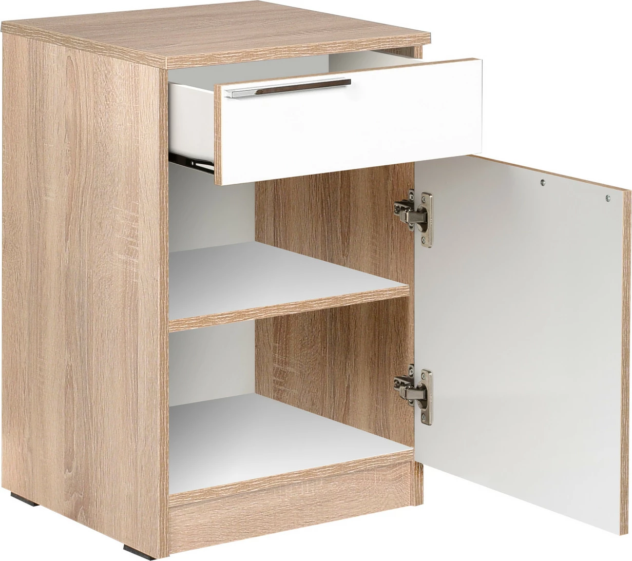 Komodinë Hanah Home, Kmd-711-Sd-1, ngjyrë sonomo dhe e bardhë