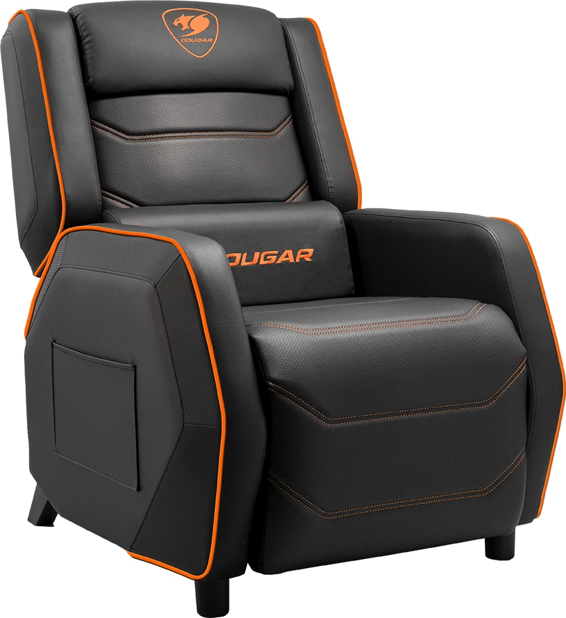 Sofë gaming COUGAR Ranger S, PVC lëkurë, shtrirje 160°, max 160 kg, zi/portokalli