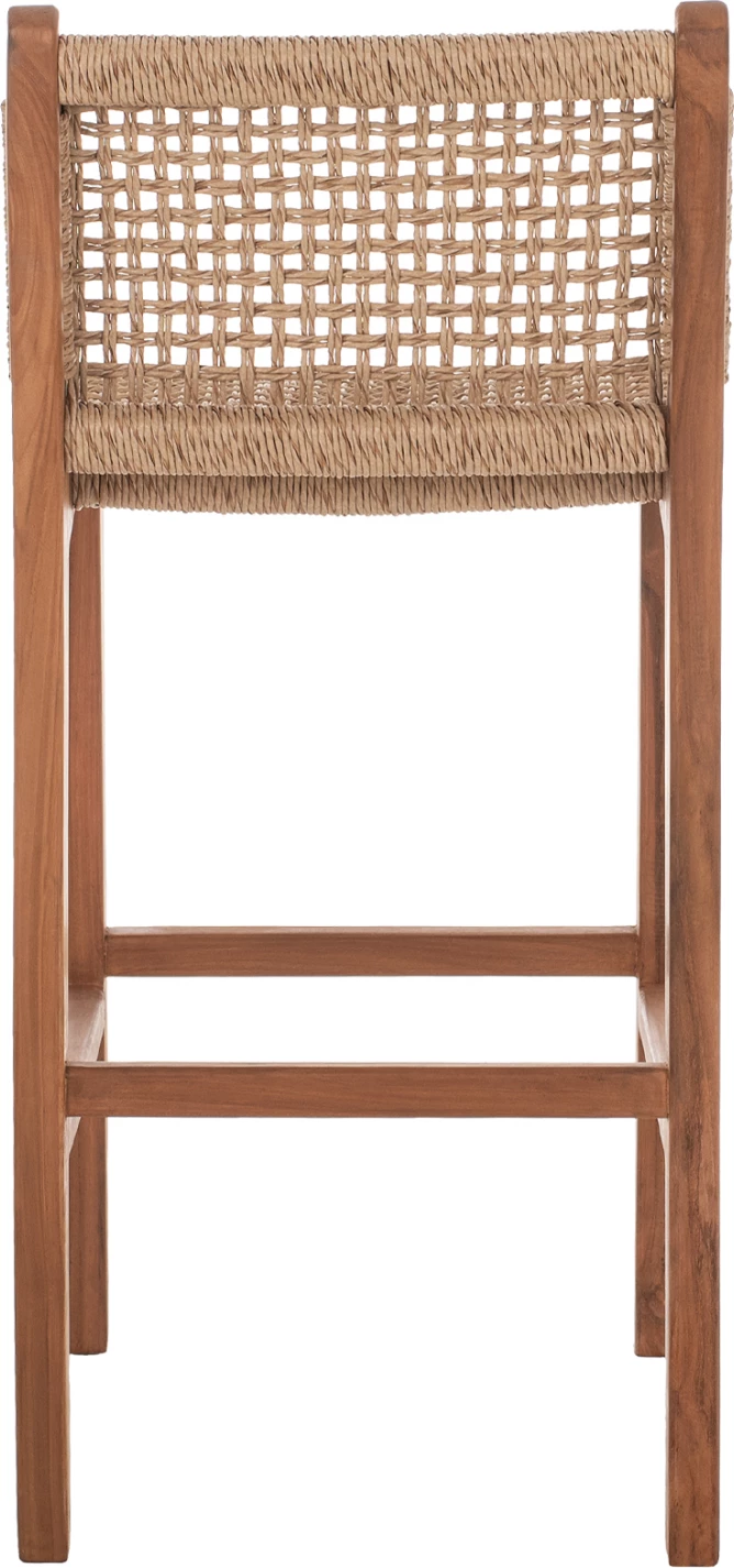 Karrige për bar me mbështetëse për jashtë, dru tik dhe litar, FH9381.01, 40x53x89H cm
