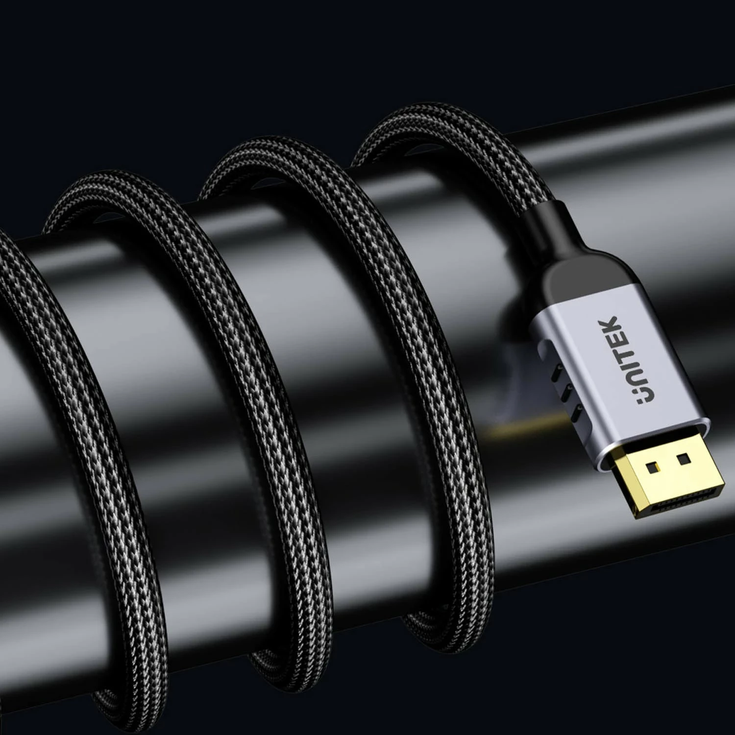 Kabllo DisplayPort Unitek 2.1 8K@120Hz 1m, zi-gri