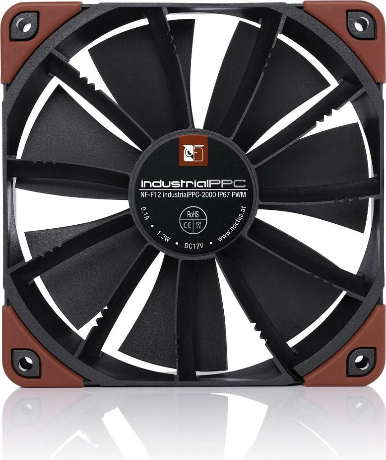 Ventilator kasë Noctua NF-F12 industrialPPC-24V-2000 SP, 120mm, PWM, IP67, 24V, zi/kafe