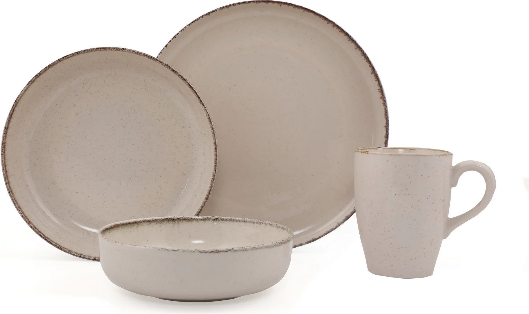 Set enësh për drekë (16 copë), Hermia Concept, MOD16Y2730P02, ngjyrë krem