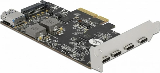 Kartë zgjerimi PCIe DeLOCK, 4x USB-C + 1x USB-A, USB 3.2 Gen2 10Gbps, low-profile