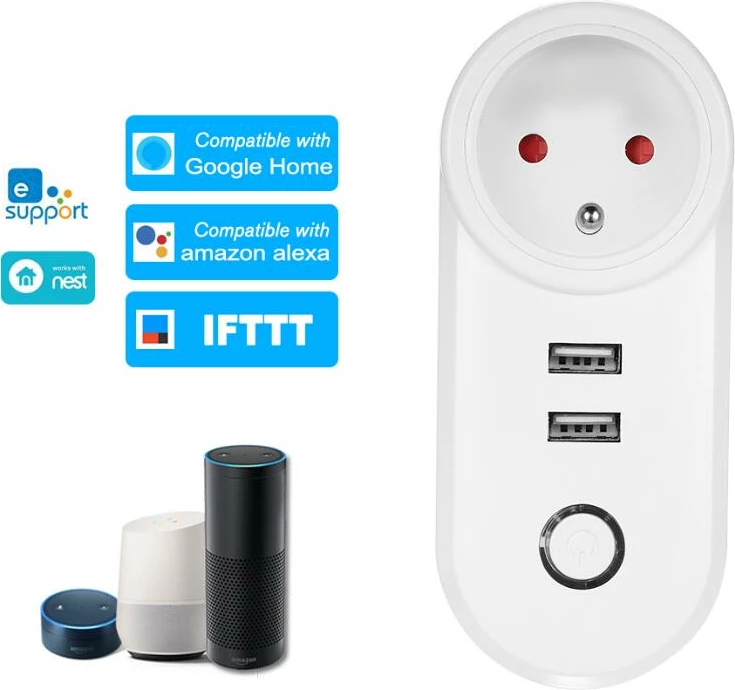 Prizë smart WiFi Moye Voltaic 16A/3520W me 2x USB, e bardhë
