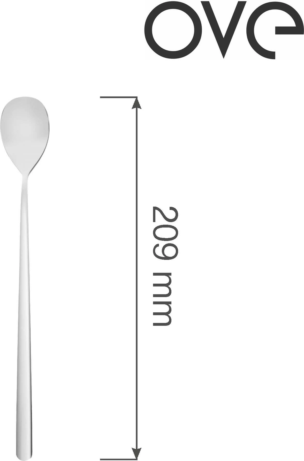 Lugë latte OVE Amarone 209 mm, çelik inox 18/10, set 12 copë, argjend